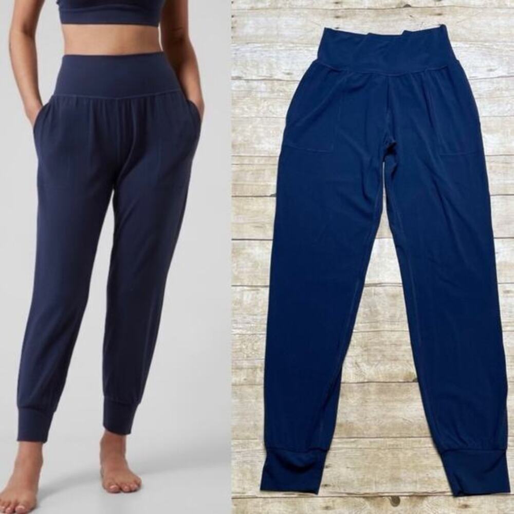 UEC ATHLETA SALUTATION HIGH RISE PANTS JOGGERS RICH NAVY BLUE SZ SMALL